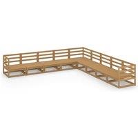 vidaXL 9 Piece Garden Lounge Set Honey Brown Solid Pinewood, Brown