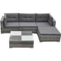 vidaXL 5 Piece Garden Lounge Set with Cushions Poly Rattan Grey, Grey