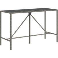 vidaXL Bar Table with Glass Top Grey 180x70x110 cm Poly Rattan, Grey