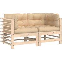 vidaXL Corner Sofas with Cushions 2 pcs Solid Wood Pine, Brown
