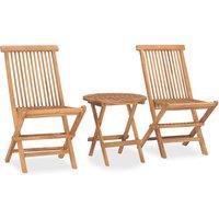 vidaXL 3 Piece Folding Outdoor Dining Set Solid Teak Wood, Brown