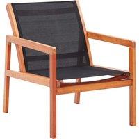 vidaXL Garden Lounge Chair Black Solid Eucalyptus Wood and Textilene, Black