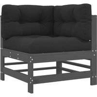 vidaXL Corner Sofa with Cushions Grey Solid Wood Pine, Grey
