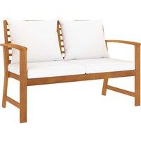 vidaXL Garden Bench 120 cm with Cream Cushion Solid Wood Acacia, Brown