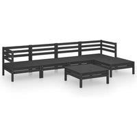 vidaXL 6 Piece Garden Lounge Set Solid Pinewood Black, Black