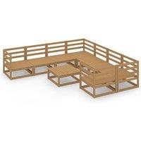 vidaXL 9 Piece Garden Lounge Set Solid Pinewood, Brown