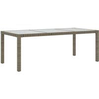 vidaXL Garden Table Grey 190x90x75 cm Tempered Glass and Poly Rattan, Grey