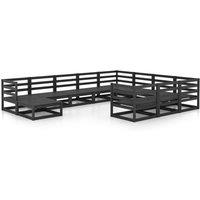 vidaXL 11 Piece Garden Lounge Set Solid Pinewood, Black