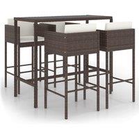 vidaXL 5 Piece Garden Bar Set with Cushions Poly Rattan Brown, Brown