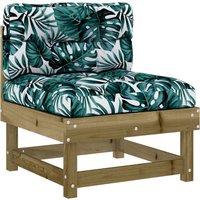 vidaXL Middle Sofa with Cushions Impregnated Wood Pine, Brown