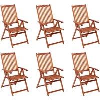 vidaXL Folding Garden Chairs 6 pcs Solid Acacia Wood, Brown