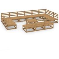 vidaXL 14 Piece Garden Lounge Set Solid Pinewood, Brown