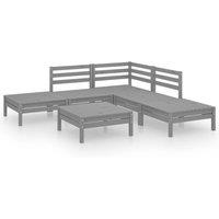 vidaXL 6 Piece Garden Lounge Set Solid Pinewood Grey, Grey