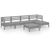 vidaXL 6 Piece Garden Lounge Set Solid Pinewood Grey, Grey