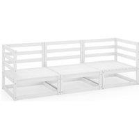vidaXL Garden 3-Seater Sofa White Solid Pinewood, White