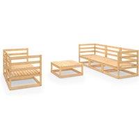 vidaXL 6 Piece Garden Lounge Set Solid Pinewood, Brown