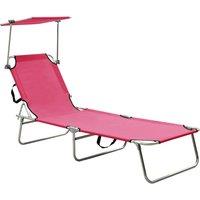 vidaXL Folding Sun Lounger with Canopy Pink Aluminium, Pink