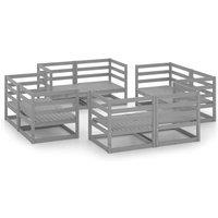 vidaXL 8 Piece Garden Lounge Set Grey Solid Pinewood, Grey