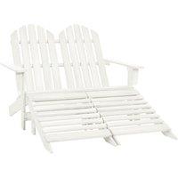 vidaXL 2-Seater Garden Adirondack Chair&Ottoman Fir Wood White, White