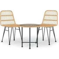 vidaXL 3 Piece Garden Dining Set Poly Rattan, Brown