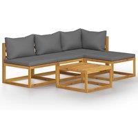 vidaXL 5 Piece Garden Lounge Set with Cushions Solid Wood Acacia (UK/IE/FI/NO only), Brown
