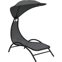 vidaXL Sun Lounger with Canopy Dark Grey 167x80x195 cm Fabric&Steel, Grey