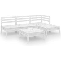 vidaXL 5 Piece Garden Lounge Set Solid Pinewood White, White