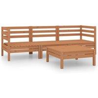 vidaXL 4 Piece Garden Lounge Set Honey Brown Solid Pinewood, Brown