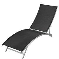vidaXL Sun Lounger Steel and Textilene Black, Black