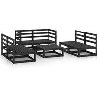 vidaXL 7 Piece Garden Lounge Set Black Solid Pinewood, Black