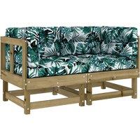 vidaXL Corner Sofas with Cushions 2 pcs Impregnated Wood Pine, Brown