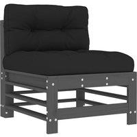 vidaXL Middle Sofa with Cushions Grey Solid Wood Pine, Grey