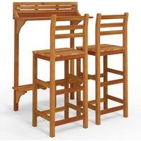 vidaXL 3 Piece Balcony Bar Set Solid Wood Acacia, Brown