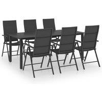 vidaXL 7 Piece Garden Dining Set Black, Black
