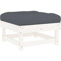 vidaXL Garden Footstool with Cushion White Solid Wood Pine, White