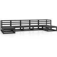 vidaXL 7 Piece Garden Lounge Set Solid Pinewood, Black