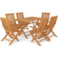vidaXL 7 Piece Garden Dining Set Solid Teak Wood, Brown