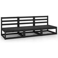 vidaXL Garden 3-Seater Sofa Black Solid Pinewood, Black