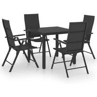 vidaXL 5 Piece Garden Dining Set Black, Black