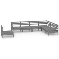 vidaXL 7 Piece Garden Lounge Set Solid Wood Pine Grey, Grey