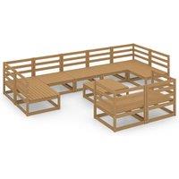 vidaXL 10 Piece Garden Lounge Set Solid Pinewood, Brown