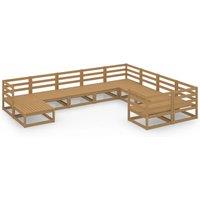 vidaXL 10 Piece Garden Lounge Set Solid Pinewood, Brown