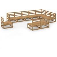 vidaXL 10 Piece Garden Lounge Set Honey Brown Solid Pinewood, Brown