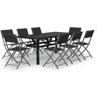 vidaXL 9 Piece Garden Dining Set Grey and Black, Black