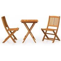 vidaXL 3 Piece Folding Garden Dining Set Solid Acacia Wood, Brown
