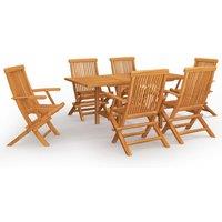 vidaXL 7 Piece Garden Dining Set Solid Teak Wood, Brown