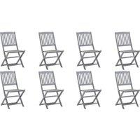 vidaXL Folding Outdoor Chairs 8 pcs Solid Acacia Wood, Grey