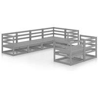 vidaXL 7 Piece Garden Lounge Set Grey Solid Pinewood, Grey