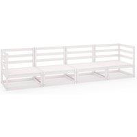 vidaXL Garden 4-Seater Sofa White Solid Pinewood, White