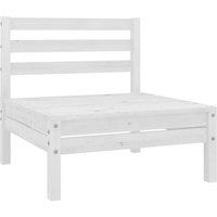 vidaXL Garden Middle Sofa White Solid Wood Pine, White